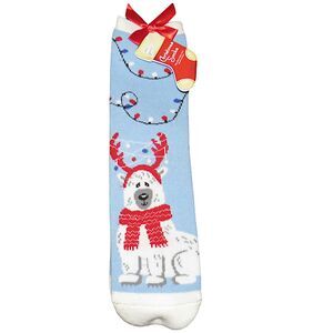 GMI Women's Polar Bear Festive Christmas Holiday Grippy Non Skid Cozy Socks